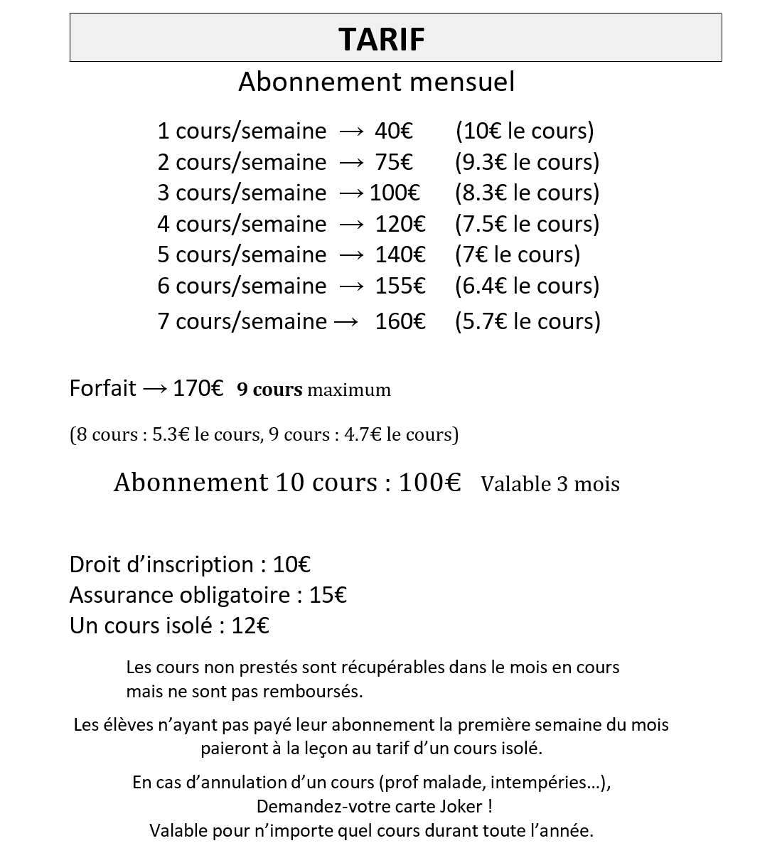Nouveau Tarif